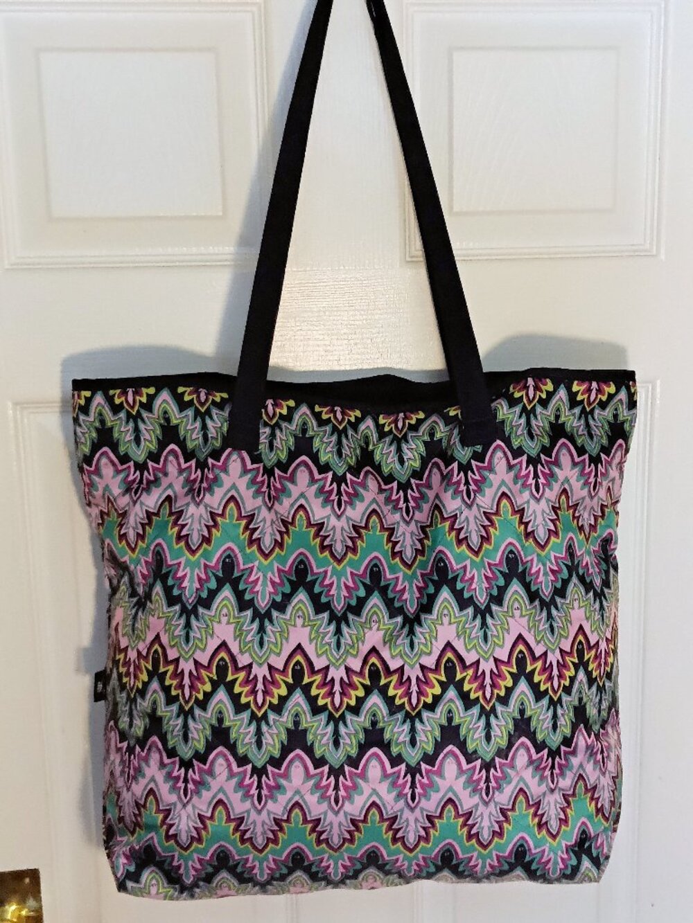 Cinda B Patterned Quilted Tote Bag - Vibrant Zigzag Chevron Print